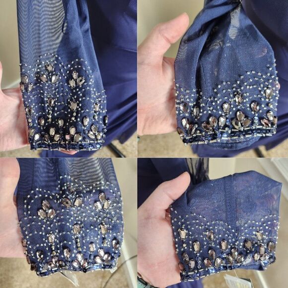 Alex Evenings A-Line Mesh Gown Beaded Illusion Sweetheart Neckline Size 10P NWT - Picture 7 of 16